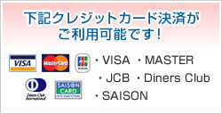 下記クレジットカード決済がご利用可能です！ ・VISA ・MASTER ・JCB ・Diners Club・SAISON